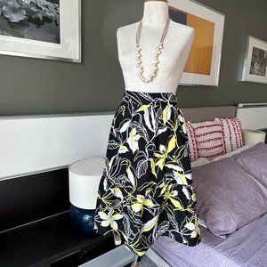 * Splendid Midi Floral Skirt Tiered Elastic Waist Band Cotton Blend LARGE -I1480